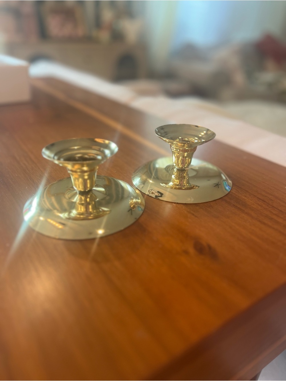 Brass Candle Holders - Gold Finish Pair